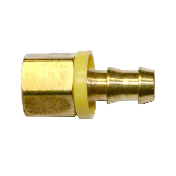 Interstate Pneumatics Easy Lock Brass Hose Fittings, Connectors, 3/8 Inch Push-Lock Barb x 3/8 Inch Female NPT End, PK 6 FL066-D6 - main
